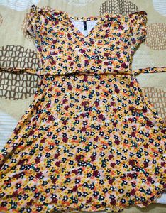 Cute Light Orange Floral Frock