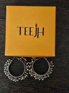 Oxidised Silver Ghungroo Hoop Earrings — Like New