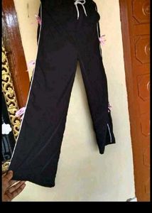 Black Lounge Pants with Pink Bows