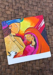 Radha Krishna Acrylic Portrait Painting