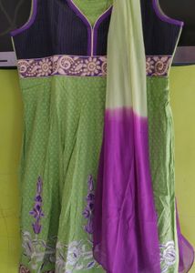 💥DIWALI OFFER💥Green & Purple Embroidered Anarkal