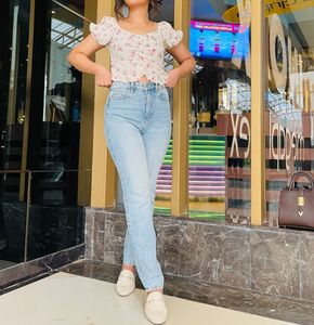 H&M highwaisted Light wash blue Denim