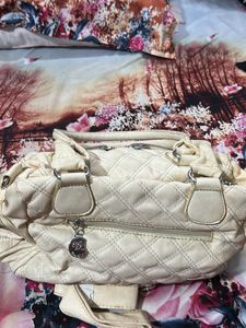 Imported Vintage Quilted Cream Satchel