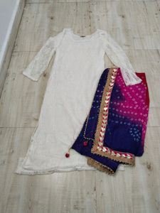 Net kurti with heavy dupatta
