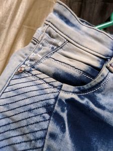 Boys Mid Rise Designer Damage Jeans Light Blue