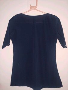 Navy Blue Cutout Blouse