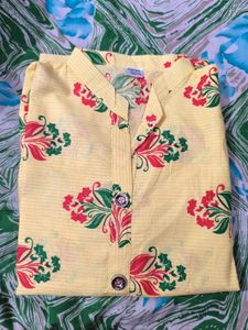 New Lemon Yellow Kurti Set (Printed)