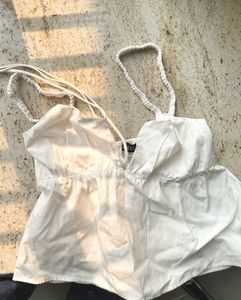 H&amp;M White Cami Peplum Top