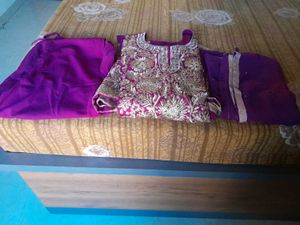 Elegant Maroon Embroidered Kurta Churidar Dupatta