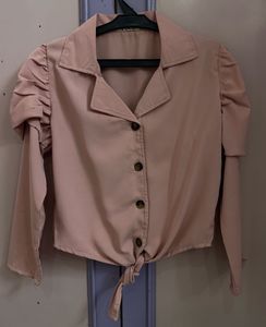 Cute Pink Tie-Front Top
