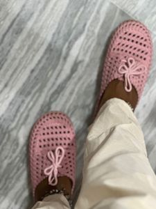 Pink Crochet Slip-on Sandals