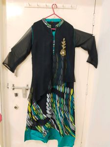 Green And Black Colour Kurti