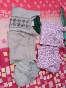 Set of 6 Cotton Kurtas 34 Size  With Duptta