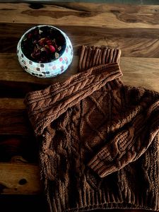 Brown Cable Knit Turtleneck