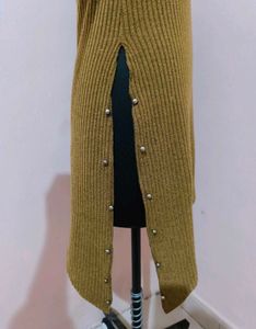 Wool Olive Cut Out Sleeve Dress 🔥