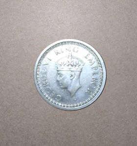 Year 1944 1 Rupee Silver Coin