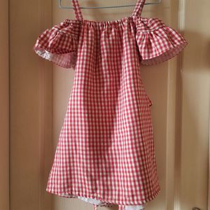 Fairies Forever Red Plaid Cold Shoulder Dress for Baby Girls