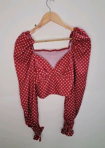 SHEIN Red Polka Dots Crop Top