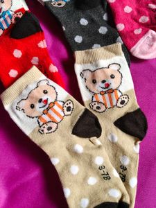 Cute Bear Socks - Set of 6 (3 To 7 Age)