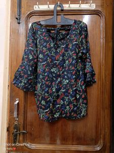 Black Colour Floral Print Fancy Top