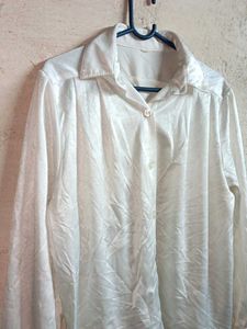 Oversized Shining Partywear Formal Shirt White