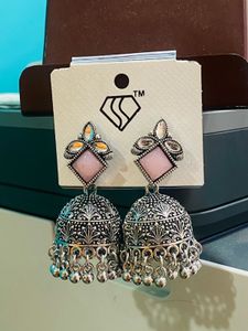 Pink Jhumka Earrings