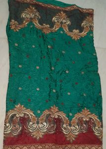 Gorgeous Embroidered Peacock Colour Saree