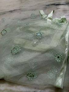 Embroidered mint green dress
