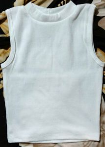 White Sleeveless Knit Top