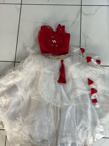Girls Red & White Party Dress