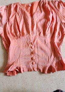 Peach Button-Down Top