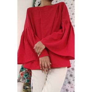 Red Bell Sleeve Top