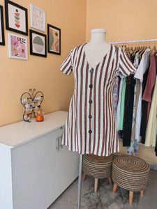 Striped Button-Down Mini Dress