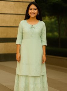 Elegant Mint Green Kurta set/ Maxi dress