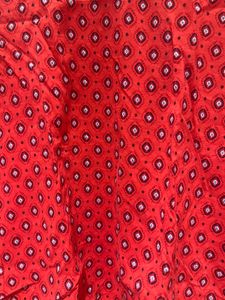 Red Patterned Long Sleeve Blouse