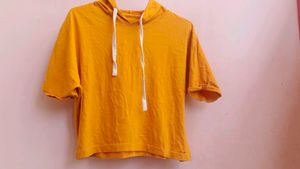 Yellow Short Sleeve Hoodie tshirt