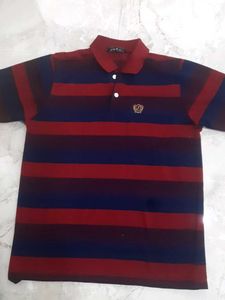 Striped Polo Shirt - Burgundy & Navy