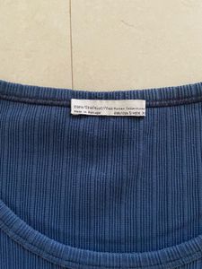 ZARA Blue Ribbed Tee
