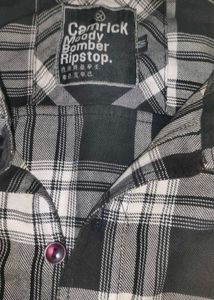 checked black and white shirt