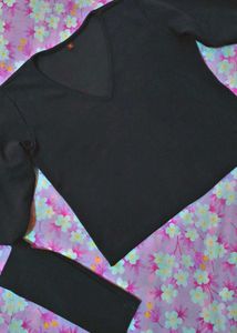 Casual CutOut Solid Women Black Top