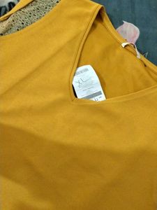 Mustard Lace Sleeve Top