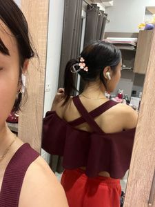 Burgundy Ruffle Crop Top
