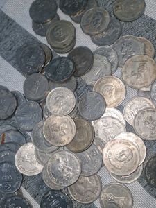 Old Coin Collection 50pcs Mix 1 , 2 And 5 Rs