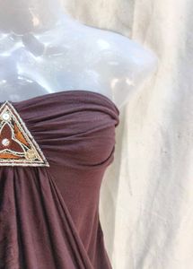 Brown Embellished Tube Top
