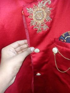 Red Embroidered Sherwani
