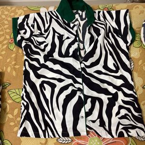 Zebra Print Colorblocked Shorts Nightsuit