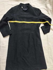 Winter Warm Black Midi Dress