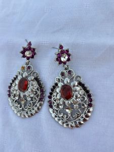 Ornate Silver &amp; Gemstone Earrings