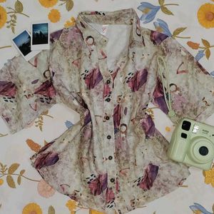 Patterned Button-Up Shirt