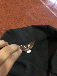 Lightweight Black Coat With Wooden Bead Designs